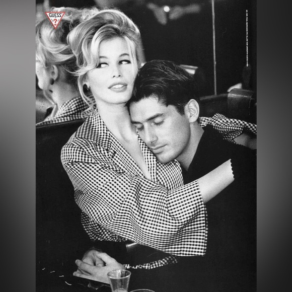 GUESS Neon Pop Art Claudia Schiffer Distressed Black Denim Jean Tote Bag - Picture 9 of 13